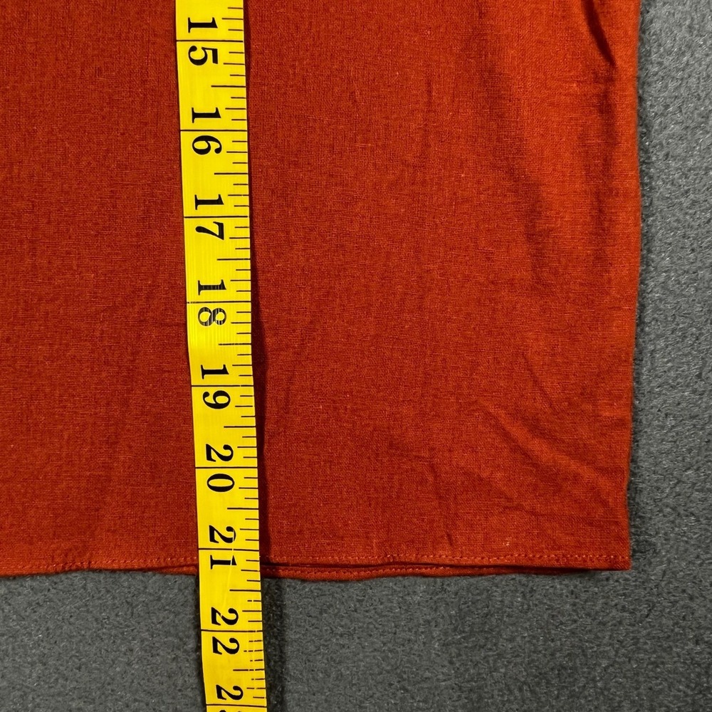 Tropiko Women Top Rust Orange Linen Blend M Boho Ric Rac Trim Short‎ Sleeve - Picture 7 of 7